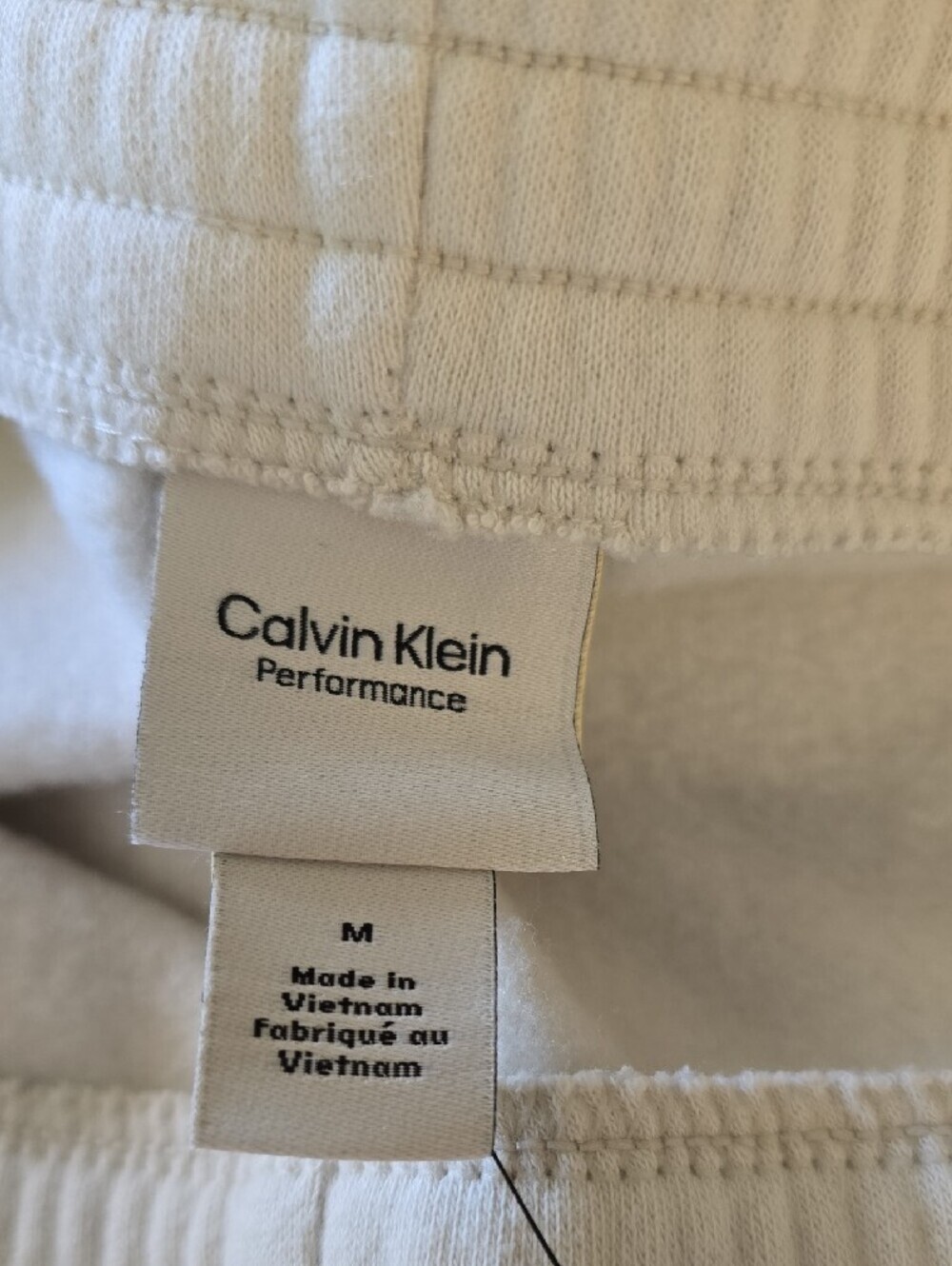 Calvin Klein Fleece Sweatpants Joggers Cream Tan Vertical Side Logo NWT Size M - Picture 6 of 6